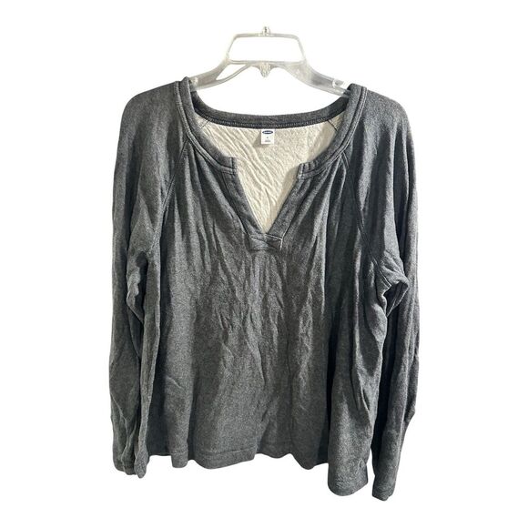 Old Navy Womans V Neck T-Shirt Sweater Size XL Dark Gray Cotton Loungewear - Picture 1 of 6